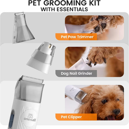 7 in 1 Dog Grooming Kit, Low Noise Pet Grooming Vacuum with 1.5 L Dust Cup, Dog Vacuum for Shedding Grooming, with 7 Professional Grooming Tools for Dogs Cats Pet Hair & Home Cleaning, Gray