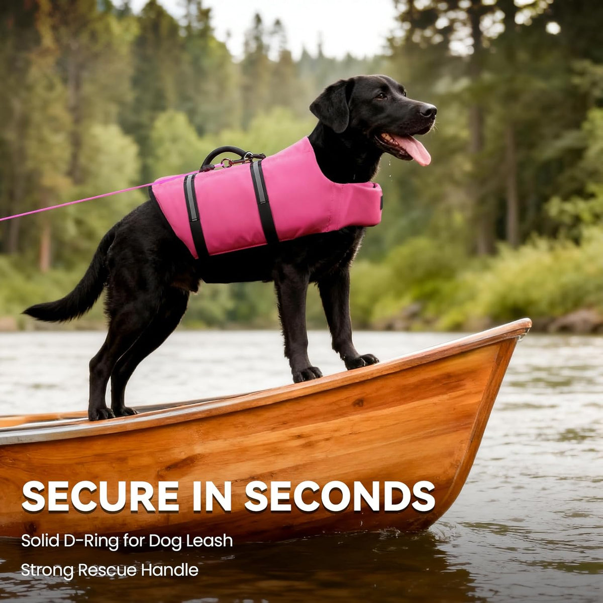 Dog Life Vest Rip Stop Dog Swim Vest, M, Pink