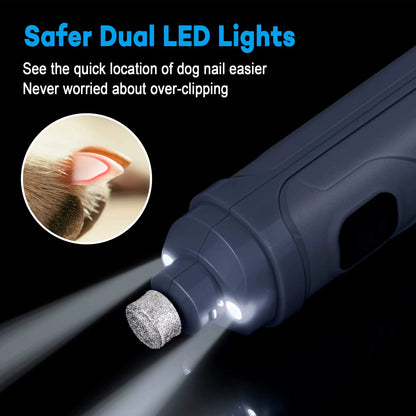 PAWSUNDAY Dog Nail Grinder with 2 LED Light 8000-10000 RPM Powerful Electric Pet Nail Trimmer for Dog Cat and Small Animal