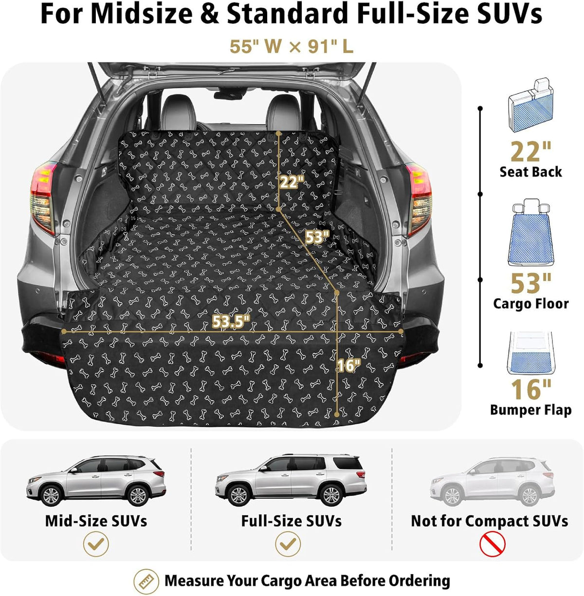 SUV Cargo Liner for Dogs - Trunk Cover for SUV with Bumper Flap Protector