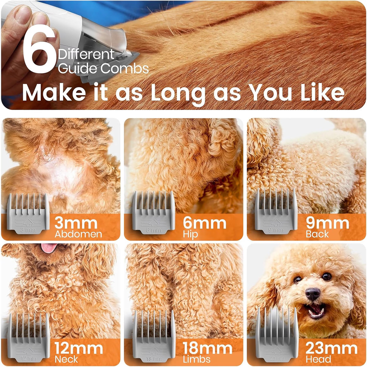 7 in 1 Dog Grooming Kit, Low Noise Pet Grooming Vacuum with 1.5 L Dust Cup, Dog Vacuum for Shedding Grooming, with 7 Professional Grooming Tools for Dogs Cats Pet Hair & Home Cleaning, Gray