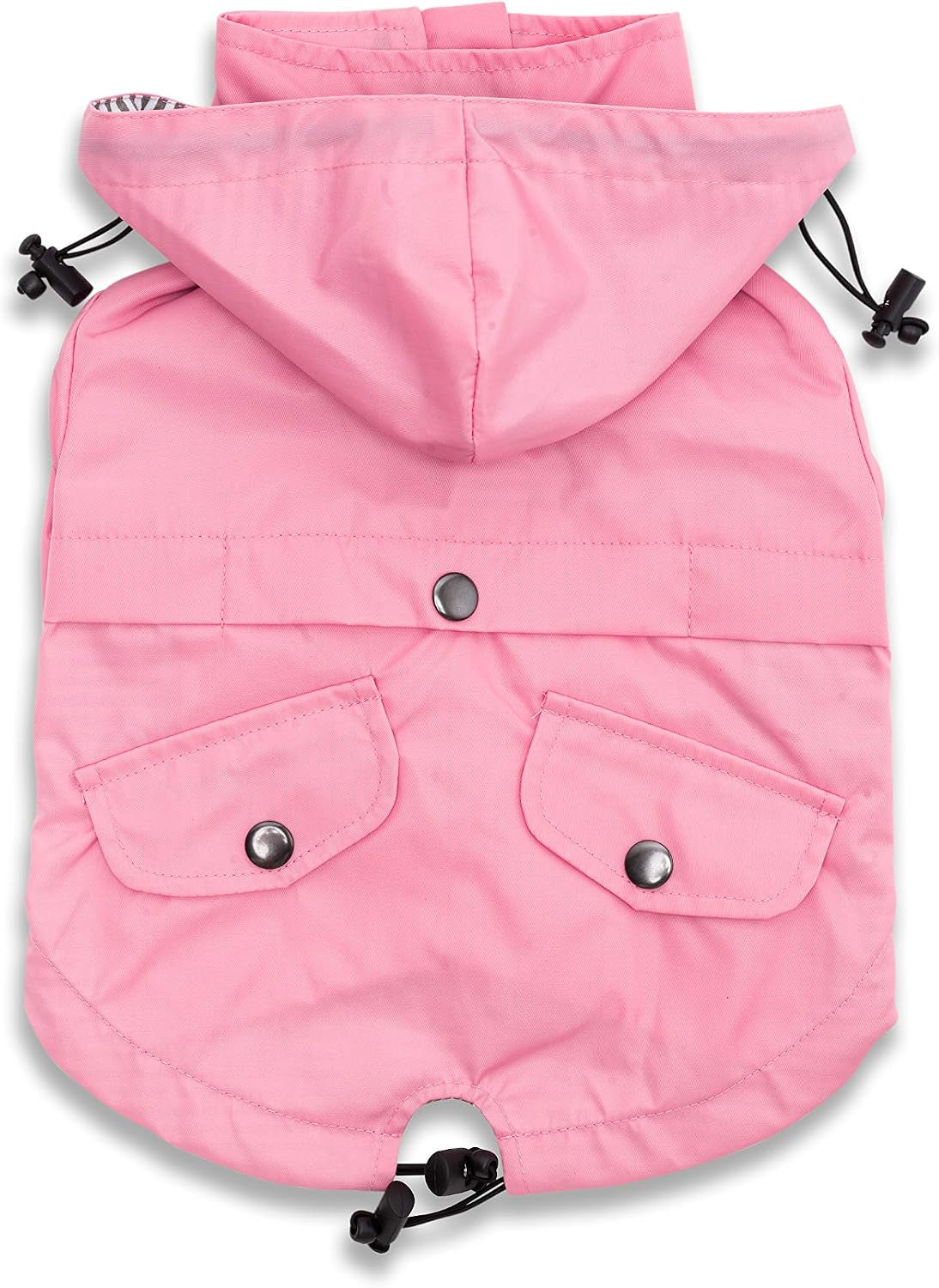 Zip up Dog Raincoats with Reflective Buttons, Pockets, Rain/Water Resistant, Adjustable Drawstring, & Removable Hood - XXS to XXL - Stylish Premium Dog Raincoats (Pink, Small)